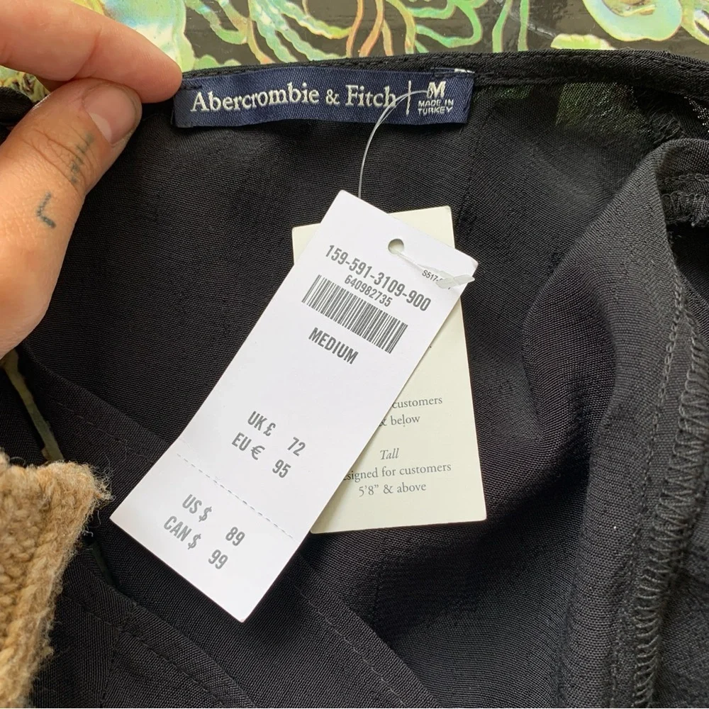 ABERCROMBIE & FITCH BLACK MIDI CLASSIC DRESS NWT  M - Picture 2 of 12